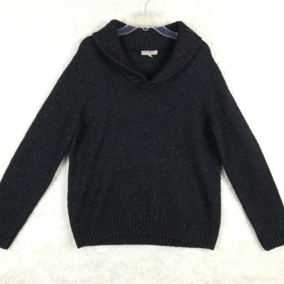 Grayson & Dunn Mens Sweater Wool Blend‎ Pullover Navy Elbow Patch Knit XL - Picture 1 of 13